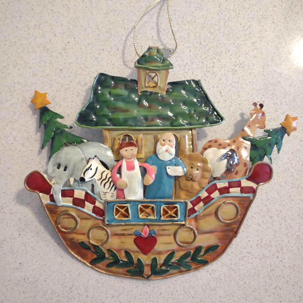 SALE Vintage Metal Noah's Ark Ornament. Amazing Detail And Condition.